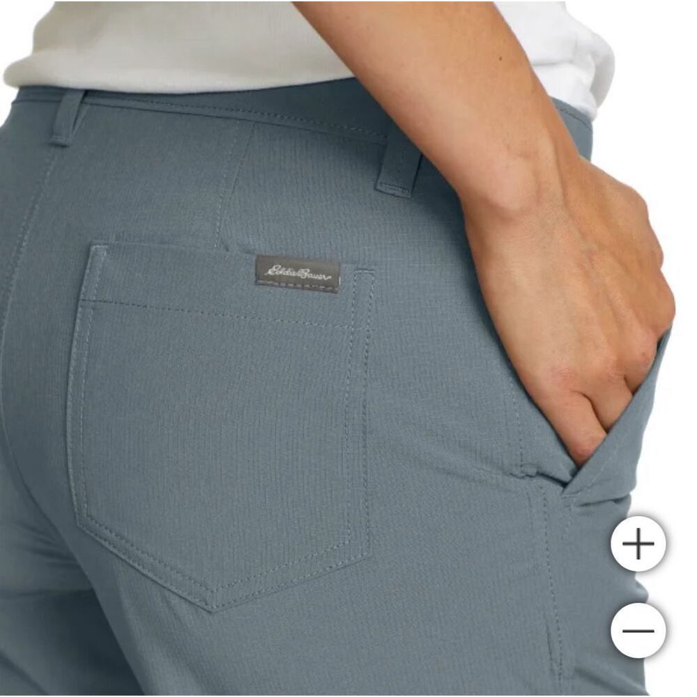 EDDIE BAUER Ripstop Capri Pants Size 14 Ladies’ Women’s Gray NWT Pockets Stretch - Picture 6 of 16